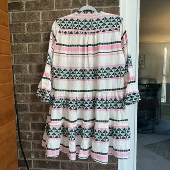 Pearl & Caviar Dress Pink Green 100% Cotton S/M Small Medium - Picture 6 of 8